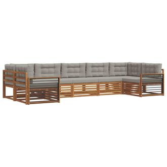 vidaXL Conjunto De Sof&aacute;s De Exterior 7 Uds. Gris Natural Y Claro Vidaxl