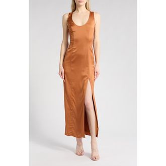 Hutch Sleeveless Satin Maxi Dress in Hazel at Nordstrom Rack, Size 0