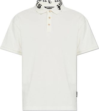 Palm Angels Logo Polo Shirt - Heren - Polos - Beige - M - Katoen - Tops