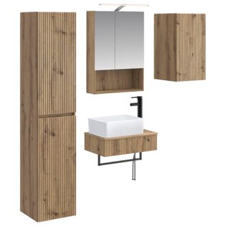 vidaXL Juego De Muebles De Ba&ntilde;o 5 Pcs Roble Artesanal Vidaxl