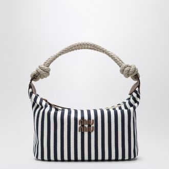 Miu Miu Blue/Cognac striped canvas bag