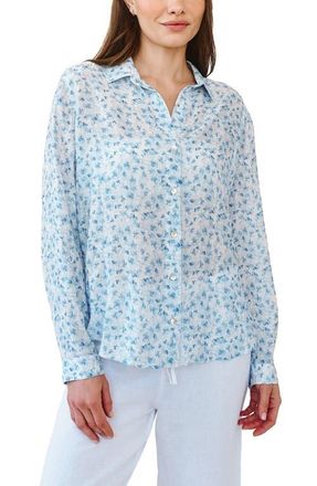 Bella Dahl Print Button-Up Shirt in Blue Ditsy at Nordstrom, Size X-Large