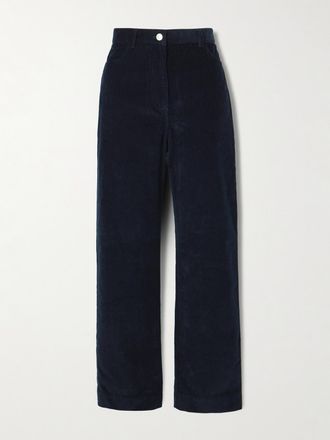 Toteme Pantaloni A Gamba Dritta In Velluto A Coste Di Cotone - Blu