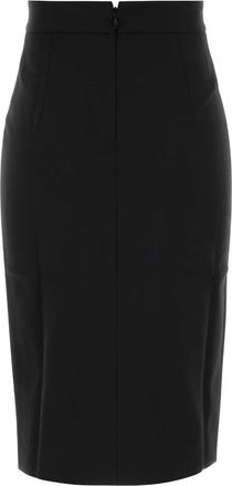 Andamane Womens Black Stretch Gabardine Skirt Gonne