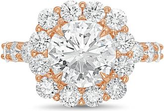 Diana M. Jewels 18kt rose gold 10.00cts Lab-Grown Round Diamond Halo Ring with Diamond Band