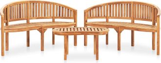 vidaXL 3 Pcs Conj. Formato De Sal&oacute;n De Jard&iacute;n Pl&aacute;tano Masivo Teca