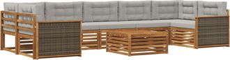 vidaXL Conjunto De Sof&aacute;s De Exterior 8 Uds. Natural Y Gris Claro Vidaxl