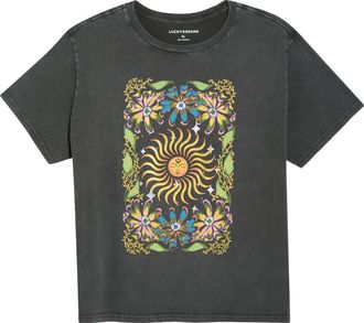 Lucky Brand Colorful Sun Graphic T-Shirt in Jet Black at Nordstrom, Size X-Small