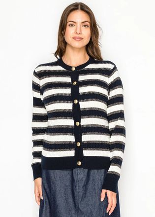 YAL New York Navy Ribbed Stripe Cardigan