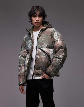 Gramicci Piumino imbottito verde e marrone tie-dye-Multicolore