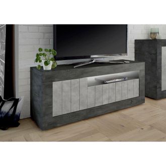 Dmora Mueble De Televisi&oacute;n Iole, Aparador De Sal&oacute;n, Mueble Bajo Para Tv, Base De Pared Equipada, Made In Italy, 138x42 H56 Cm, Pizarra Y Cemento - Dmora