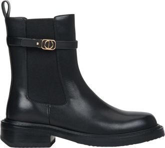 Estro & Luminara Chelsea Boots met Decoratieve Band - Dames - Chelseaboots - Zwart - 40 EU - Leer - Schoenen
