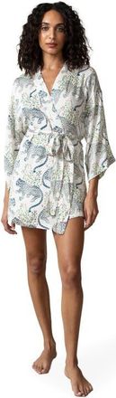 Printfresh Eco Satin Glam Mini Robe in Wedding Cake at Nordstrom, Size Xx-Small