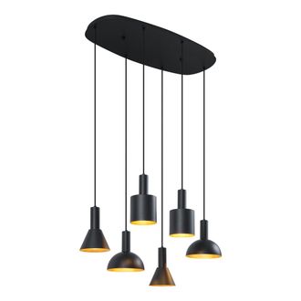 QAZQA Moderno L&aacute;mpara Colgante Moderna Negra De 6 Luces - Biles Met&aacute;lica Org&aacute;nica Adecuado Para Led Max. 6 X 15 Watt - Qazqa