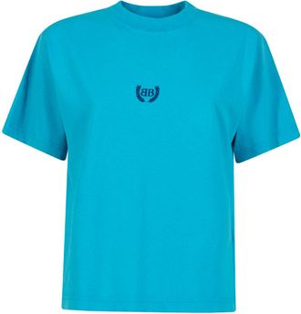 Balenciaga Blue Crew Neck Logo T-Shirt