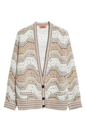 Missoni Metallic Zigzag Sequin Cardigan in Beige Multi at Nordstrom, Size X-Small