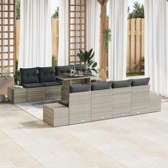 vidaXL Conjunto De Sof&aacute; De Jard&iacute;n 7 Pcs Gris 100 X 55 X 73 Cm Vidaxl