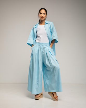 Tantra Set van broek en oversized overhemd, met elastische taille, plooi op de rug en een zak