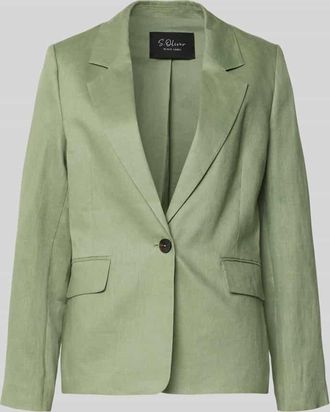 s.Oliver Black Label Regular Fit Blazer aus reinem Leinen in Gruen, Gr&ouml;&szlig;e 34