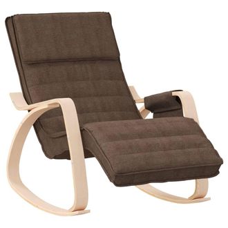 vidaXL Silla Mecedora De Tela Marr&oacute;n Oscuro Vidaxl