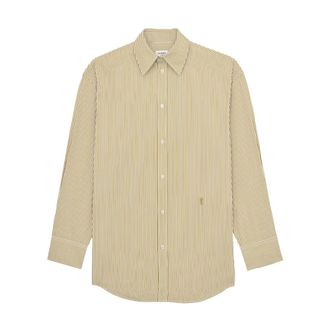 Saint Laurent Heren, Overhemden, Groen, Maat: 2XS Katoen