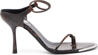 Diesel D-Diams-Thin cord Sandals in croc-effect leather - Sandals - Woman - Brown