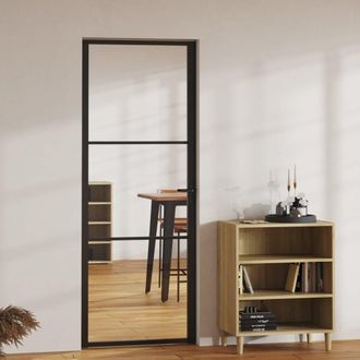 Berkfield Home Interior Door ESG Glass & Aluminium 76x201.5 cm Black