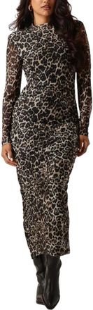 Notre-V Leo Mesh Jurk Bruin - Dames - Casual kleedjes - Veelkleurig - S - Kleedjes