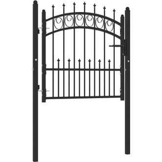 vidaXL Puerta De Valla Con Picos Acero Negro 100x100 Cm Vidaxl