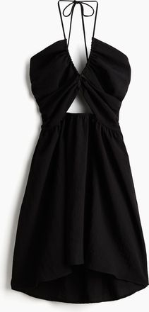 H&M Kleid mit ausgestelltem Jupe und Cut-outs - Schwarz