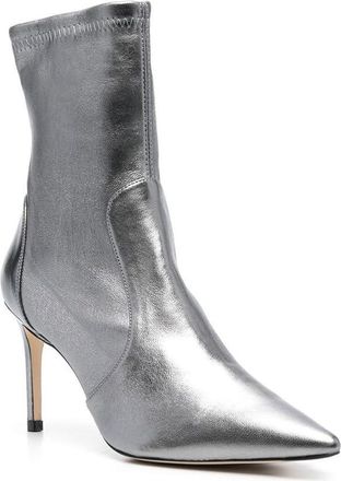 Generic Womens Sexy Pointed Toe Booties Fashion Slip-on Stiletto Heel Ankle Boots Elegant Comfortable High Heel Boot Fall Winter Dress Shoes,Silver,2.5 UK