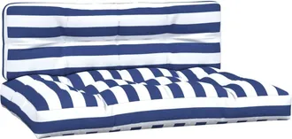 vidaXL Cojines Para Sof&aacute; De Palets 2 Piezas Tela A Rayas Azul Y Blanco Vidaxl