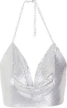 8 by YOOX METAL HALTER CHAIN CROP TOP