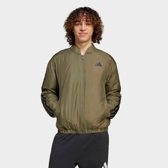 adidas Bomberjacke ADIDAS SPORTSWEAR ESS 3S INS B J, Herren, Gr. S, gr&uuml;n (olive strata), Obermaterial: 100% Polyester, Jacken Bomberjacke