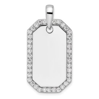 Diamond2Deal 14K Gold Lab Grown Diamond Dog Tag Pendant (1ct, VS, D-E)