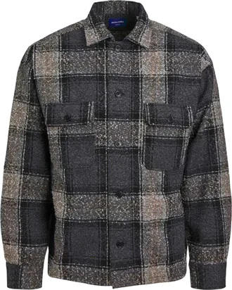 Jack & Jones Jack And Jones Heren Boucl&eacute; Regular Overhemd met lange mouwen (Zwart)