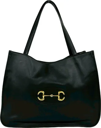 Gucci Black Leather Handbag Tote Bag (Pre-Owned)