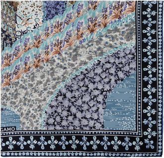 Ferragamo Fiorenza Scarf - - Accessories - Donna - Blu - ONE SIZE