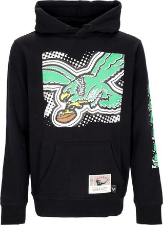 Mitchell & Ness Philadelphia Eagles Hoodie NFL Big Face - Heren - Hoodies - Zwart - S - Katoen - Hoodies & sweatvesten