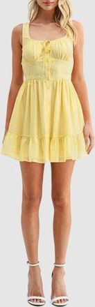 Lush Square Neck Button Front Minidress in Yellow at Nordstrom Rack, Size X-Large