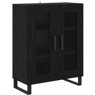 vidaXL Vitrina Roble Negro 69,5 X 34 X 90 Cm Madera Contrachapada Vidaxl