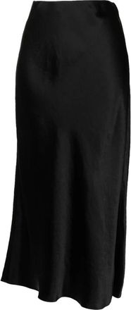 Vince Satijnen Slip Rok met Zijsplit - Dames - Midirokken - Zwart - L - Satijn - Rokken