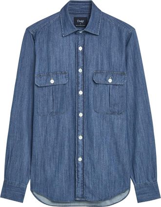 Drake's Drakes Chambray Shirt - Denim - Xxl