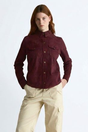 FURNIQ Juliet Suede Shirt in Burgundy at Nordstrom, Size Large