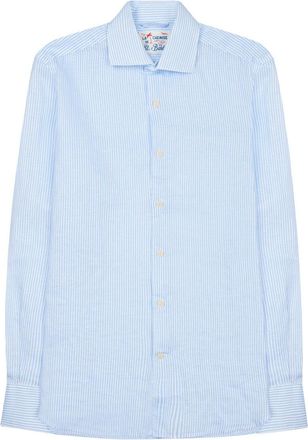 MC2 Saint Barth Baby Blue Vertical Striped Lightweight Linen Shirt
