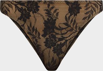 Norma Kamali Luca Floral Lace Bikini Bottoms