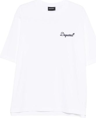 Dsquared2 Signature T-shirt met losse pasvorm - Heren - T-shirts - Wit - M - Katoen - Tops