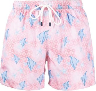 Fedeli fish-print swim shorts - men - Microfibre - S - Pink