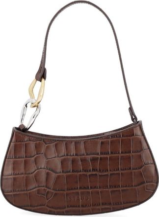 Staud Ollie Crocodile-Embossed Interlocking Rings Handbag