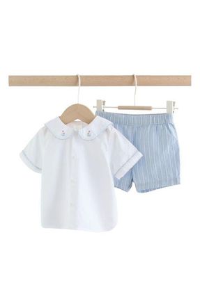 Next Nautical Button-Up Shirt & Stripe Shorts Set in Blue at Nordstrom, Size 9-12M